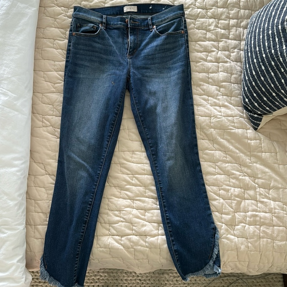 Loft skinny jeans with fringe